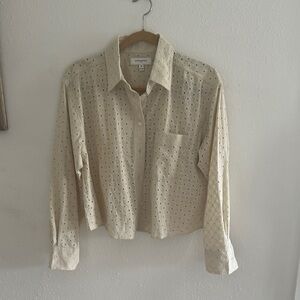 Banana Republic Cream Boxy Button Down Crop Top